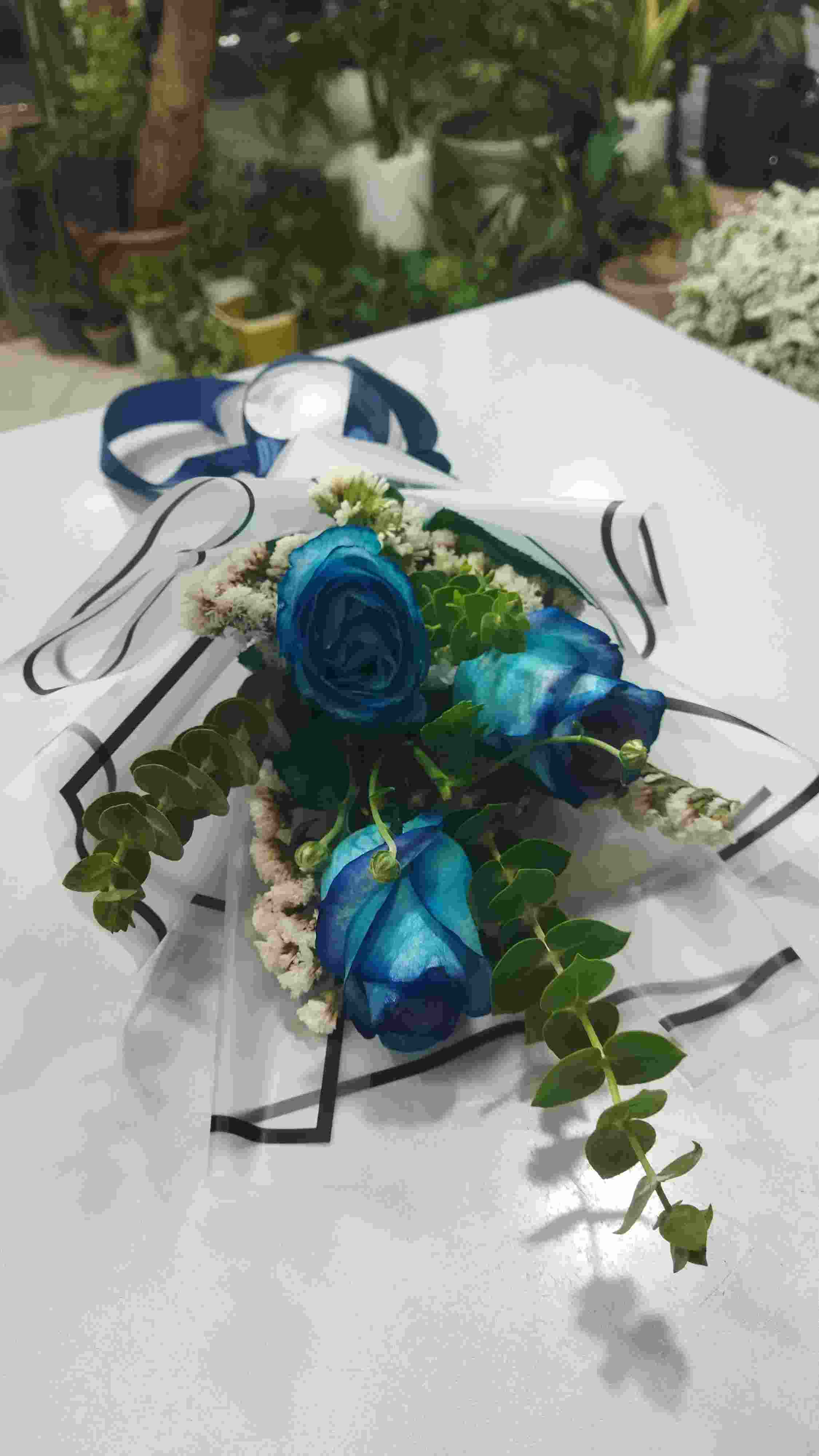 دسته گل رز آبی طبیعی ۰۱